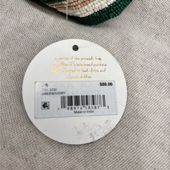 Altar'd State Beaded Shoulder Bag - Green and Beige Striped - Boho - Picture 8 of 12